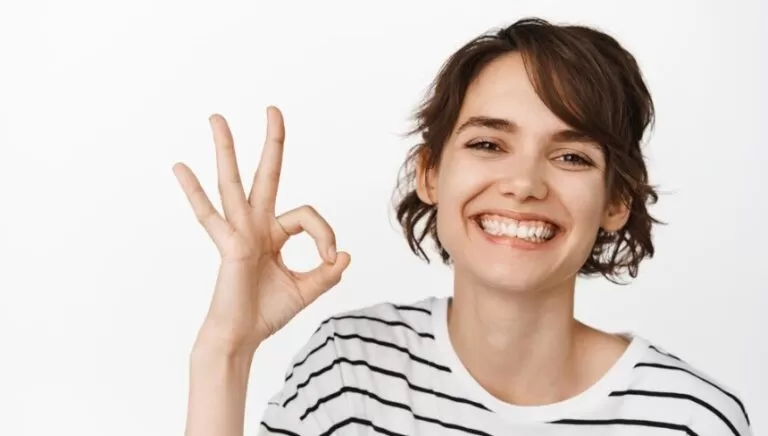 Close-up of happy smiling woman