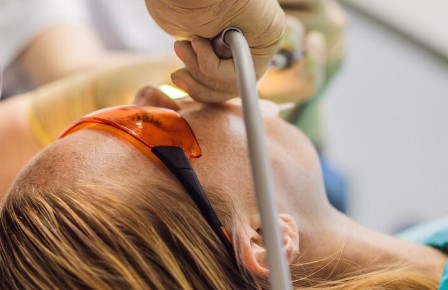 Woman undergoing dental examination